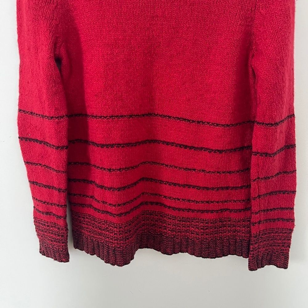J.Jill Red Black Striped Wool Cotton Blend Knit Sweater Size S - Picture 6 of 8